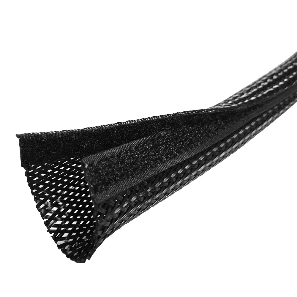 100ft 2 inch Split Hook and Loop Braided Sleeving Black – Generic (photo 2)