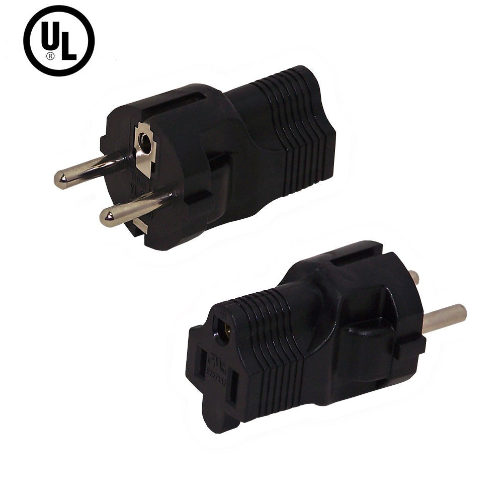 SCHUKO CEE 7/7 (Euro) Male to 5-15R Power Adapter – Generic