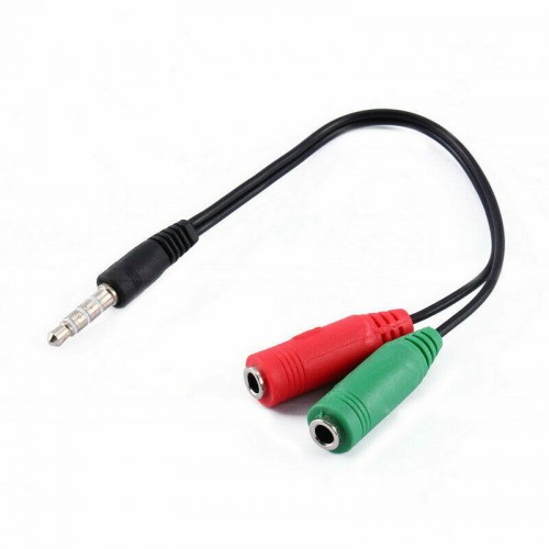 3.5''mm Audio 4 Pole Male to 2 Female Headset+ Mic Aux Extension Adapter – Generic