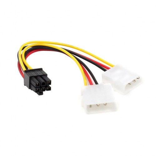 1x 6 Pin to 2x Molex 4pin PCI-E Video Card Power Adapter – Generic – Power Supply Cable