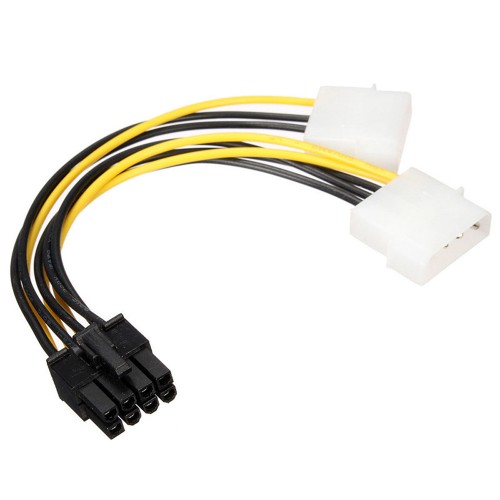 8Pin PCI Express Male To Dual LP4 4Pin Molex IDE Power Cable Adapter – Generic – Power Supply Cable
