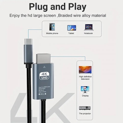4K 60Hz USB 3.1 Type C to HDMI Cable (2M) – Generic – USB 3.1 (Type C) Cable (photo 3)