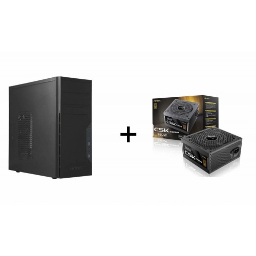 Antec VSK3000E-U3 Micro-ATX Mid-tower Computer Case - Black + Antec 550W 80+Bronze Non-Modular ATX Power Supply - Black – Generic