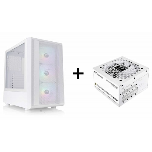 (Limit 6) Thermaltake S200 (White) ATX Case w/ 120mmARGB FAN x3 Tempered Glass Panel + Thermaltake Toughpower(SNOW)GT850W ATX3.1 80+Gold Full-Modular ATX Power 