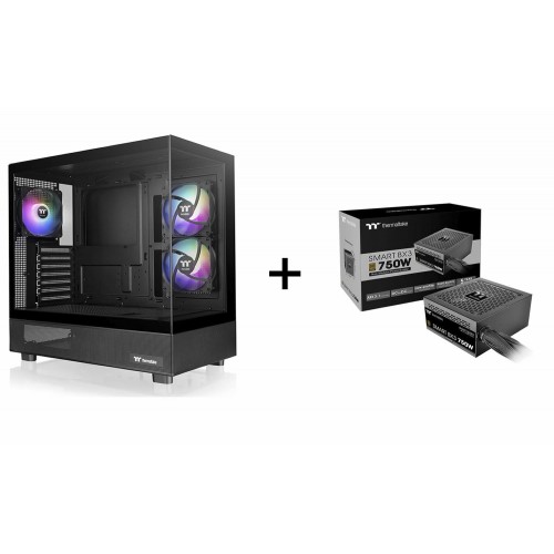 (Limit 12) Thermaltake View 270 Plus Black 3xARGB 120mm FAN Dual Tempered Glass CA-1Y7-00M1 + Thermaltake BX3 750W 80+Bronze Non-Modular ATX3.1 Power Supply (NE