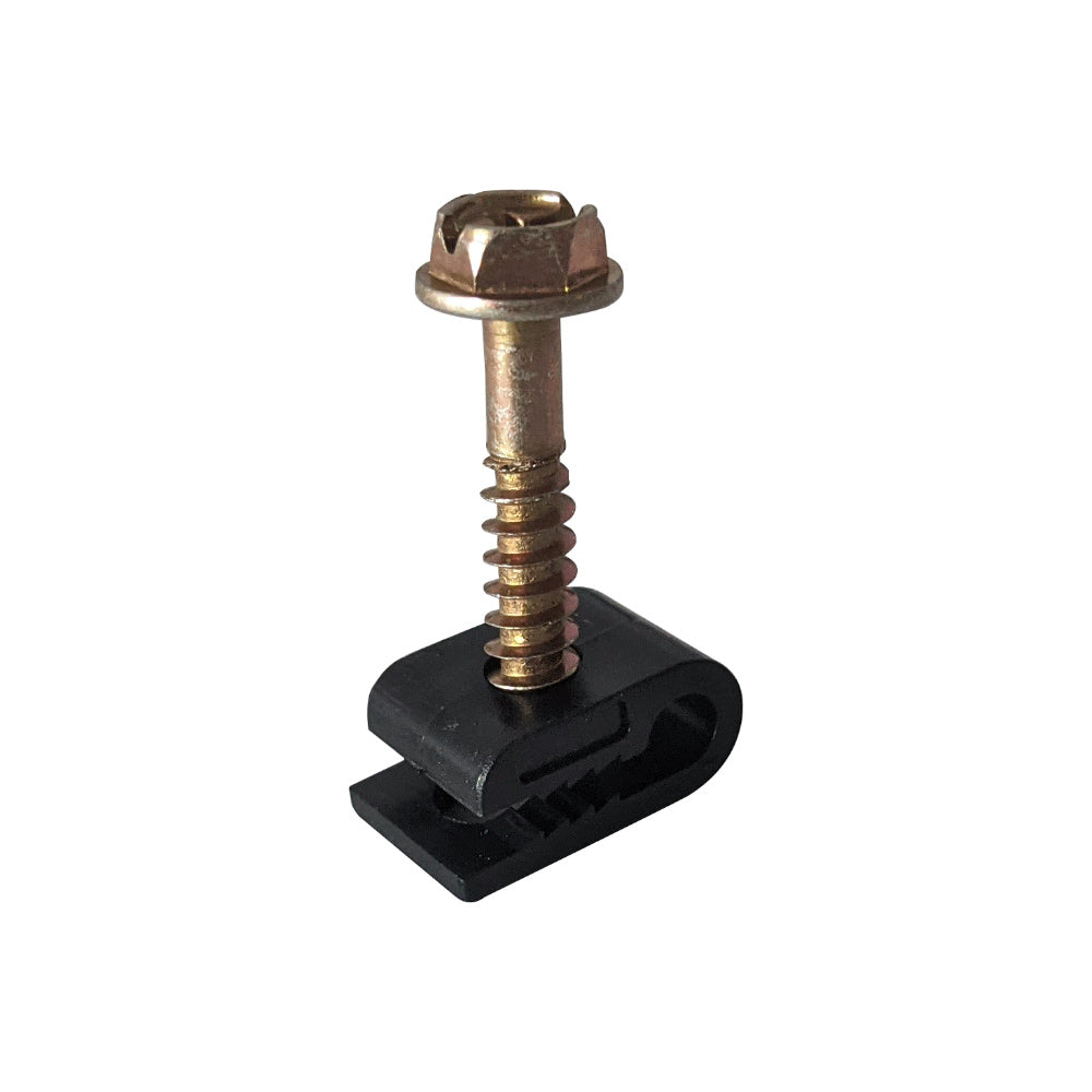 Cable/Ground Wire Clips - Screw Down - Black - Pack of 100 – Generic – Cable Clips