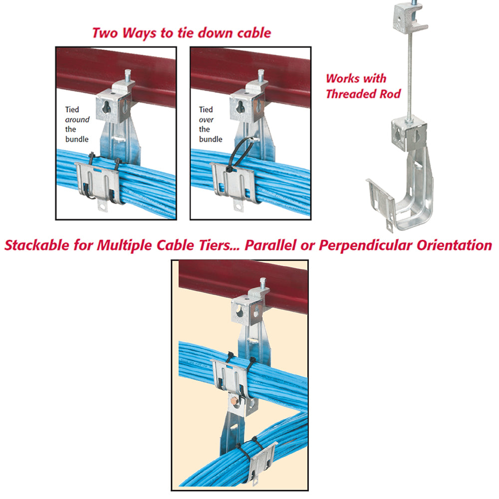 J-Hook - 2 inch Steel (Used with Threaded Rod and Beam Clamp) – Generic – Cable Hangers (photo 2)