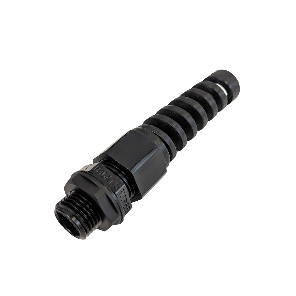 Cable Gland with Strain Relief M16x1.5 Thread - Cable OD 5~10mm - IP68 - Black – Generic – Cable Glands