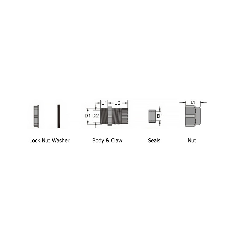 Cable Gland M25x1.5 Thread - Cable OD 13~18mm - IP68 - Black – Generic – Cable Glands (photo 7)
