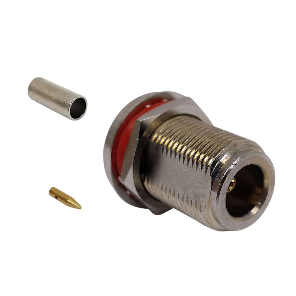 N-Type Female Bulkhead Crimp Connector for RG174 (LMR-100) 50 Ohm – Generic