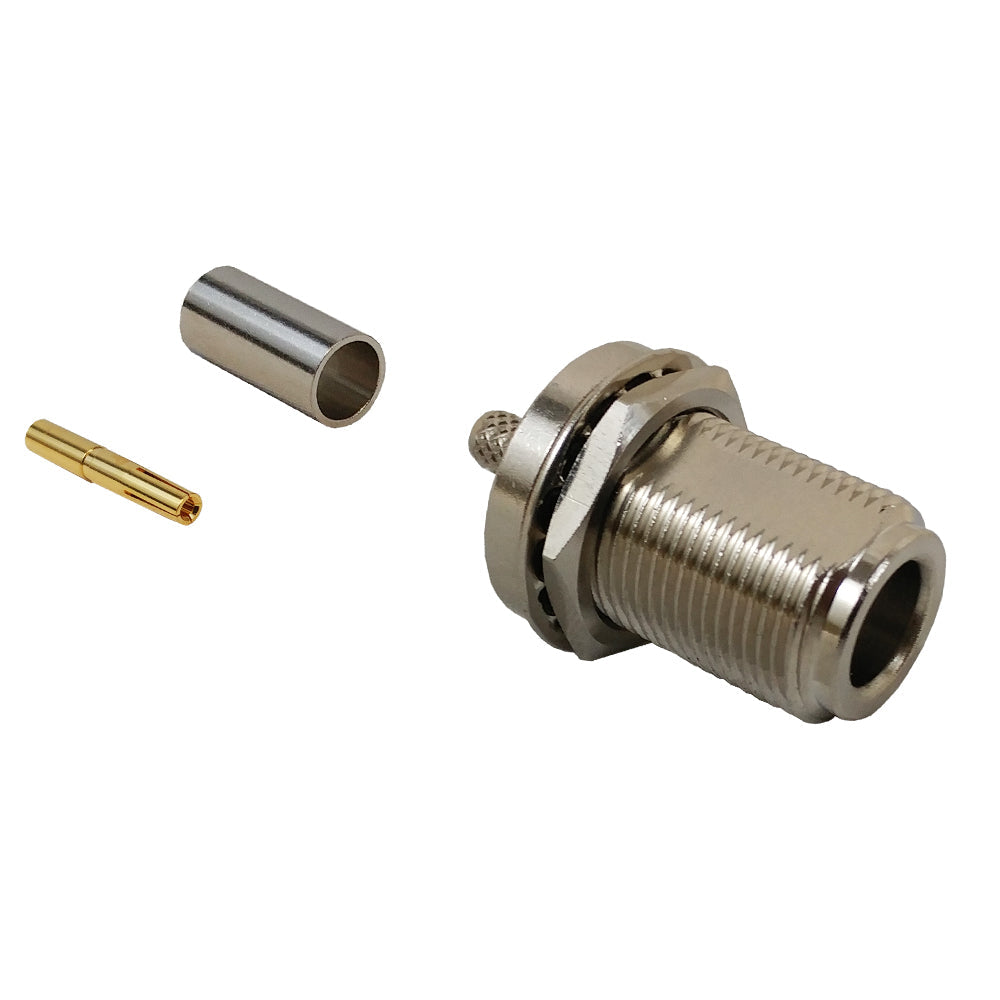 N-Type Female Bulkhead Crimp Connector for RG58 (LMR-195) 50 Ohm – Generic