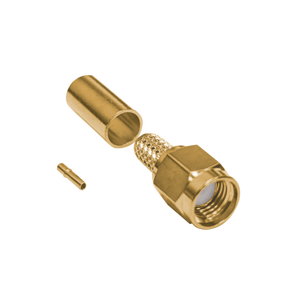 SMA Reverse Polarity Male Crimp Connector for RG58 (LMR-195) 50 Ohm - Gold – Generic