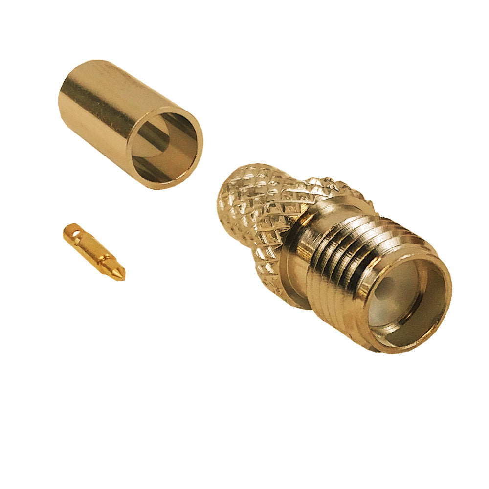 SMA Reverse Polarity Female Crimp Connector for RG58 (LMR-195) 50 Ohm - Gold – Generic – RF Connectors