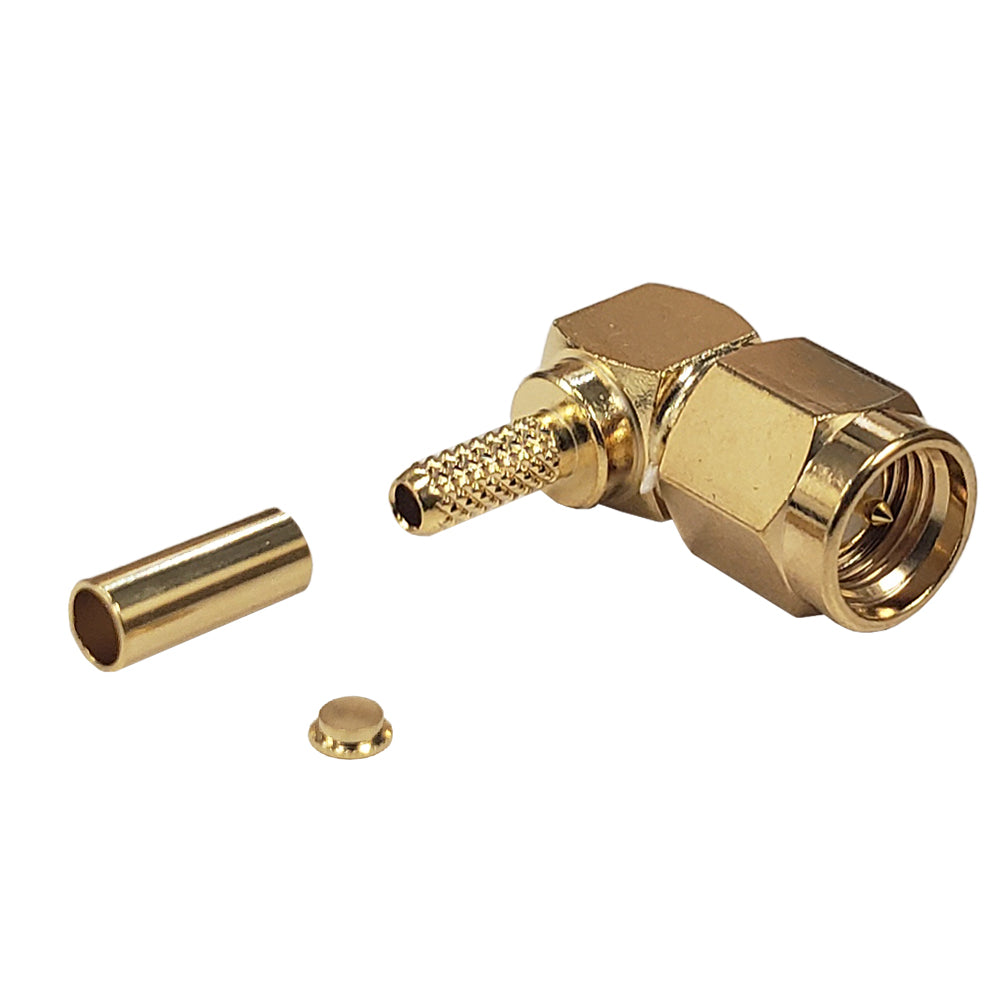 SMA Right Angle Male Crimp Connector for RG174 (LMR-100) 50 Ohm - Gold – Generic
