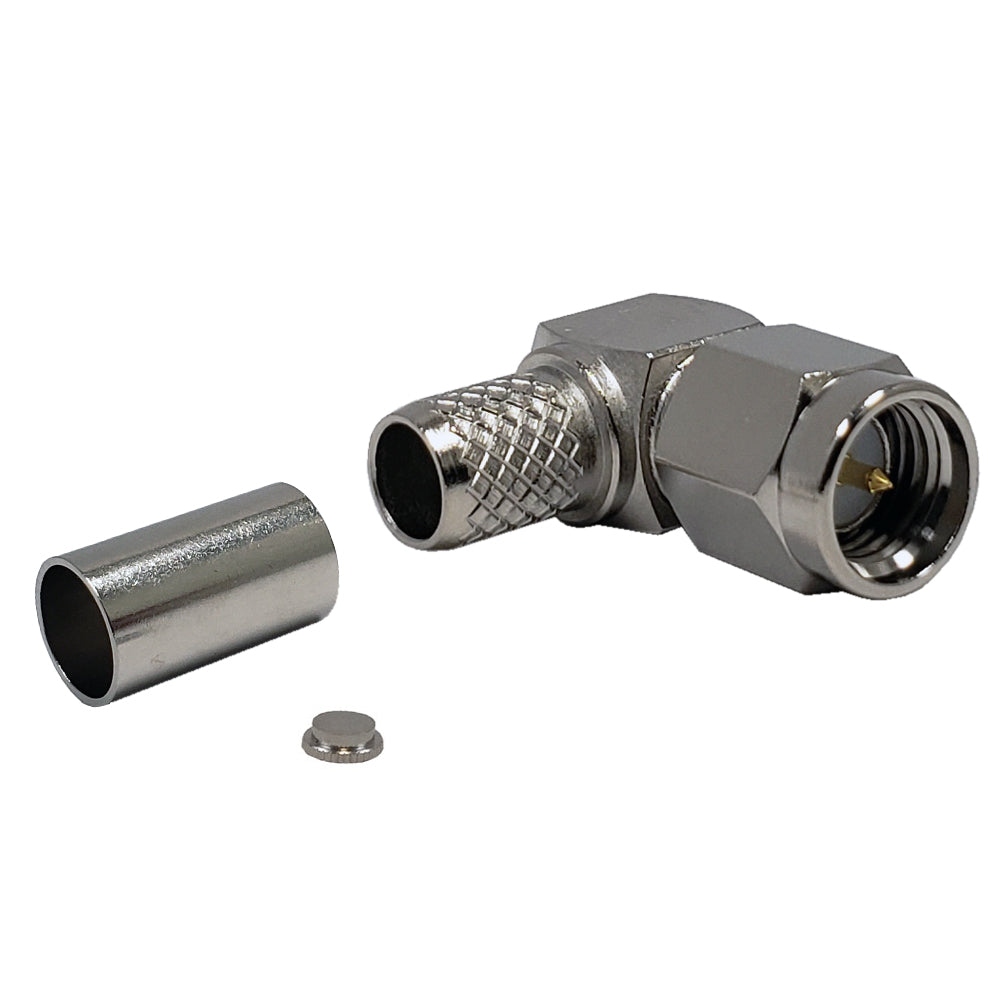 SMA Right Angle Male Crimp and Solder Connector for LMR-240 50 Ohm – Generic – RF Connectors
