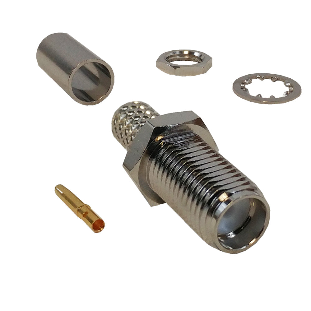 SMA Female Bulkhead Crimp Connector for RG58 (LMR-195) 50 Ohm – Generic – RF Connectors