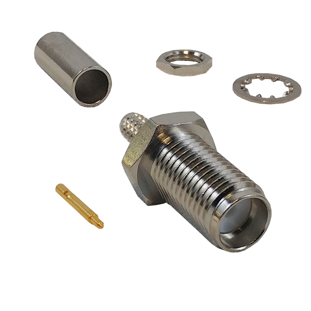 SMA Reverse Polarity Female Bulkhead Crimp Connector for RG174 (LMR-100) 50 Ohm – Generic