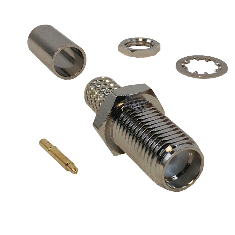 SMA Reverse Polarity Female Bulkhead Crimp Connector for RG58 (LMR-195) 50 Ohm – Generic – RF Connectors