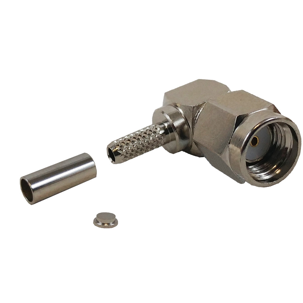 SMA Reverse Polarity Male Right Angle Crimp Connector for RG174 (LMR-100) 50 Ohm – Generic