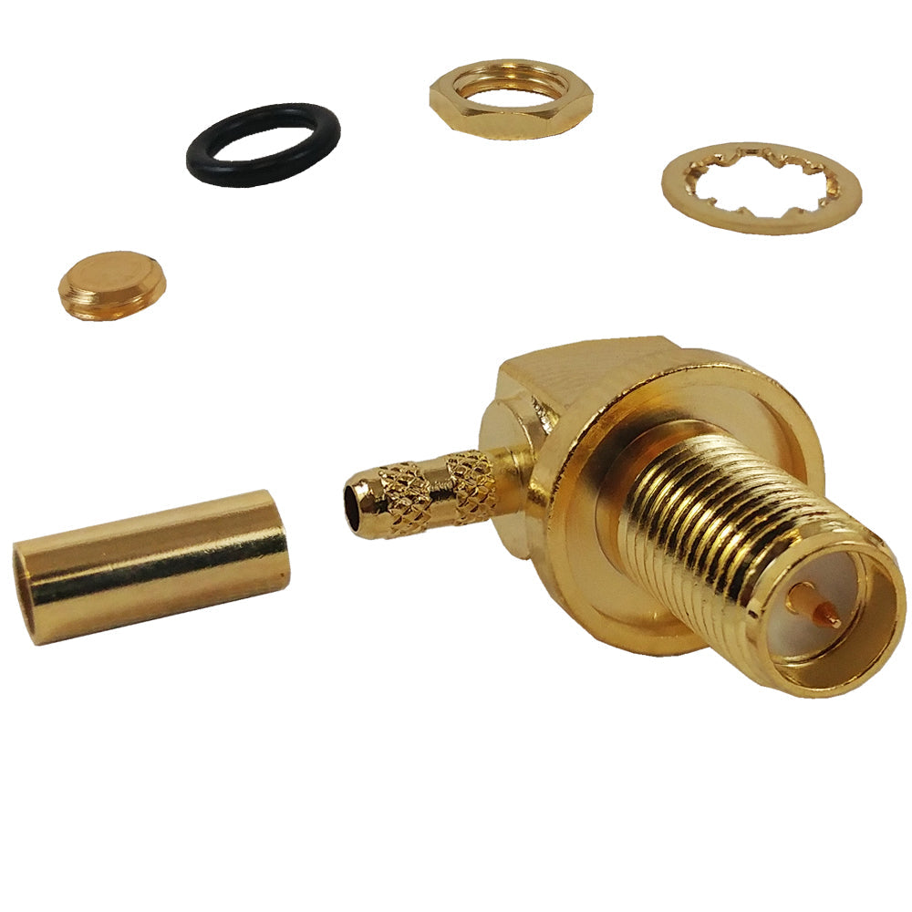 SMA-RP Female Right Angle Bulkhead for RG174 (LMR-100) – Generic