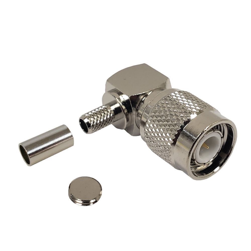 TNC Male Right Angle Crimp Connector for RG58 (LMR-195) 50 Ohm – Generic – RF Connectors