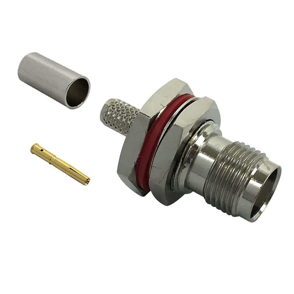 TNC female bulkhead crimp connector for RG58 (LMR-195) 50 Ohm – Generic – RF Connectors