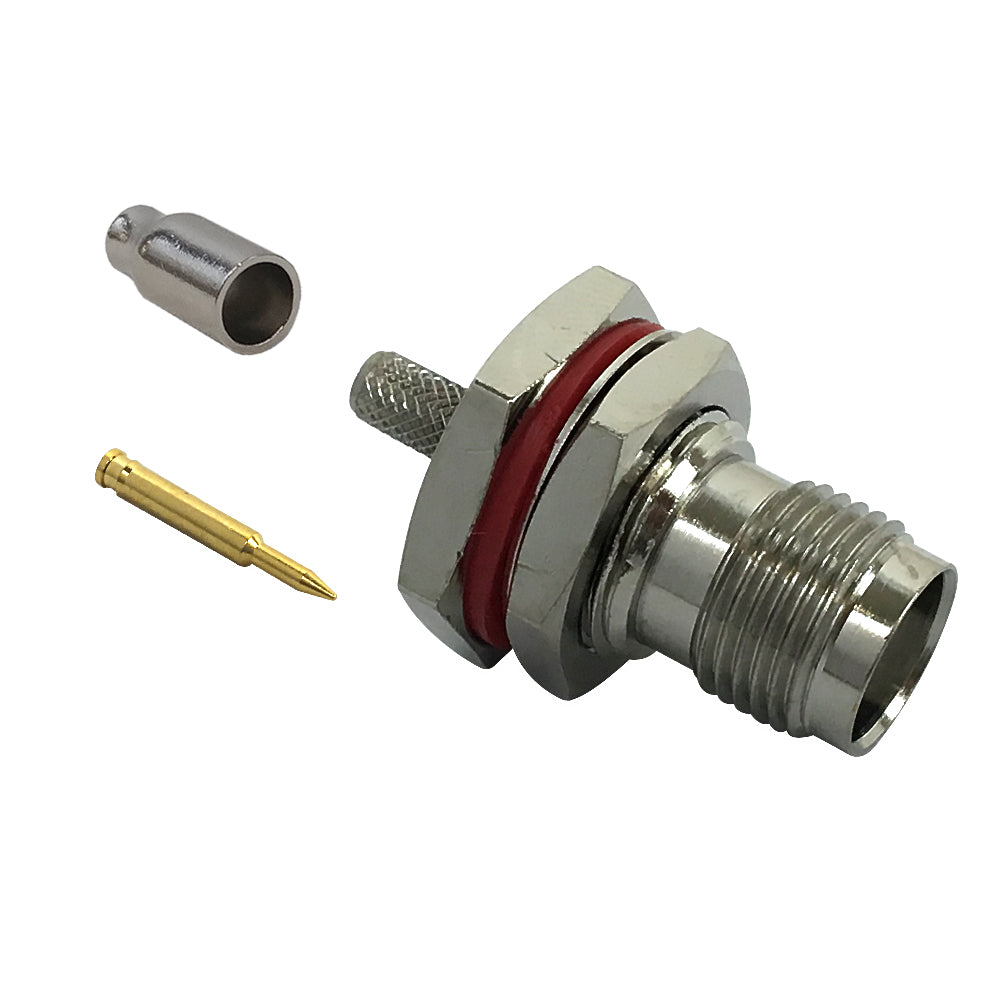 TNC Reverse Polarity Female Bulkhead Crimp Connector for RG174 (LMR-100) 50 Ohm – Generic – RF Connectors