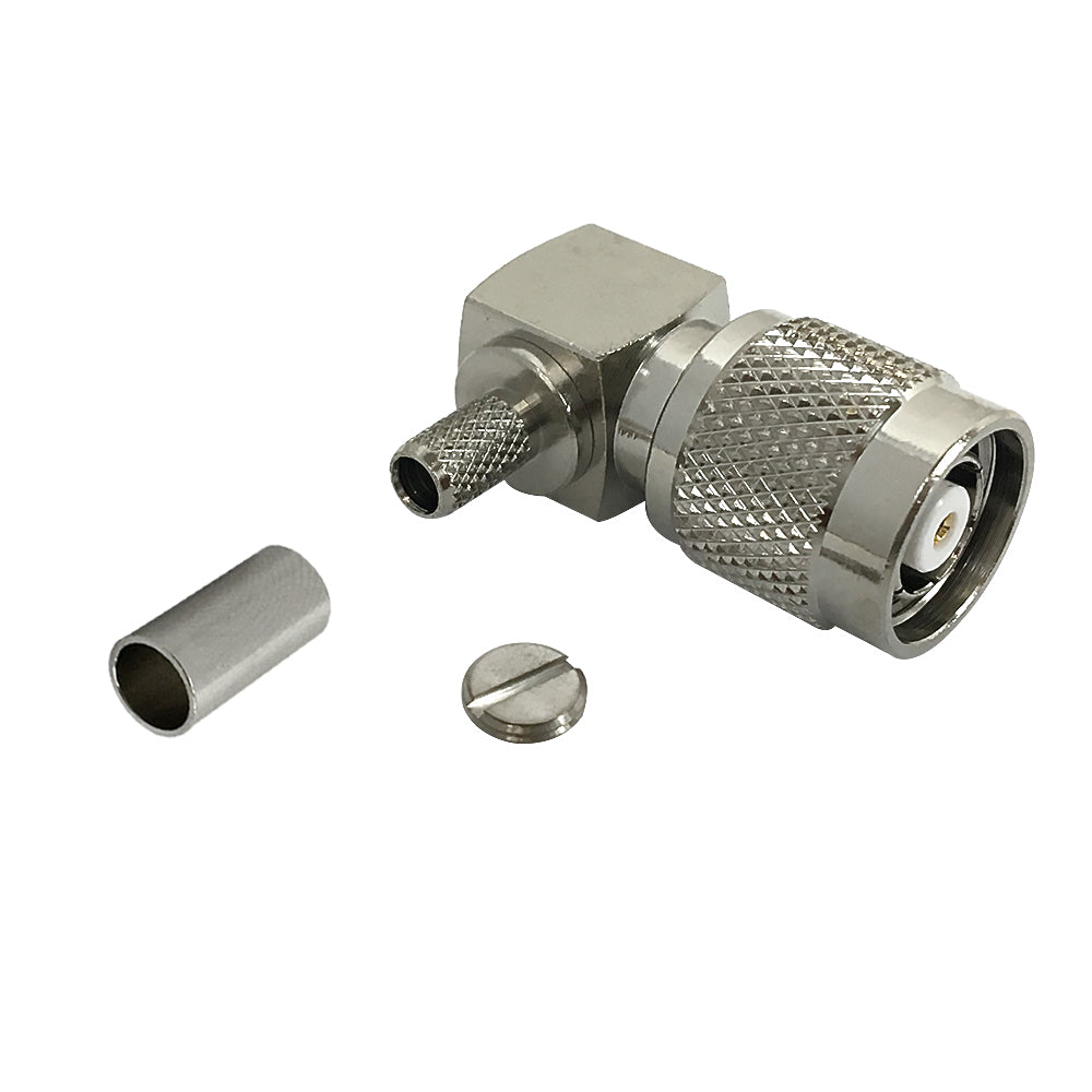 TNC Reverse Polarity Male Right Angle Crimp Connector for RG58 (LMR-195) 50 Ohm – Generic