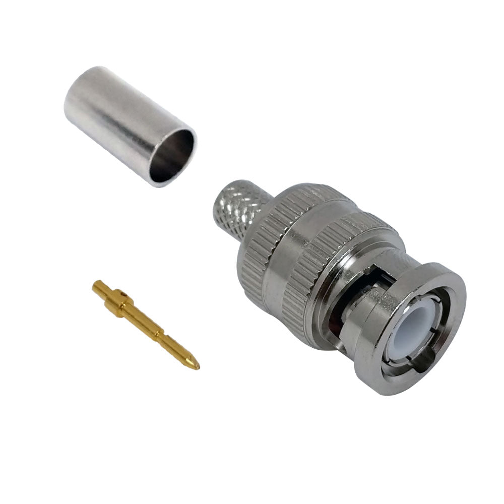 BNC Male Crimp Connector for RG6 Cable - 12GHz Max – Generic