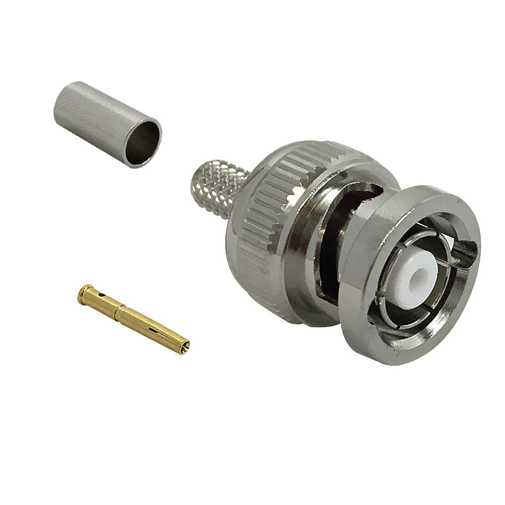 BNC Reverse Polarity Male Crimp Connector for RG58 (LMR-195) 50 Ohm – Generic – RF Connectors