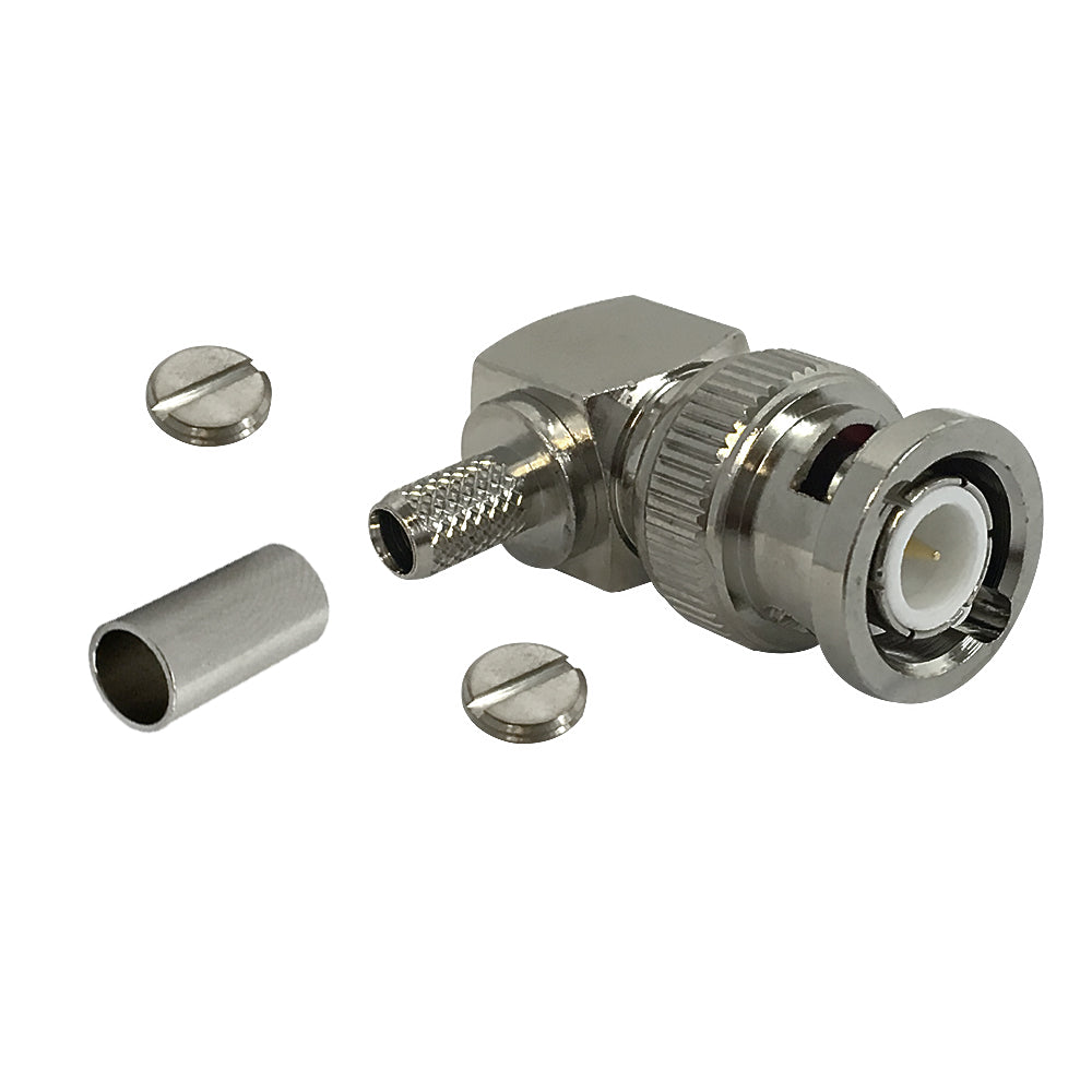 BNC Right Angle Male Crimp Connector for RG58 (LMR-195) 50 Ohm – Generic – RF Connectors