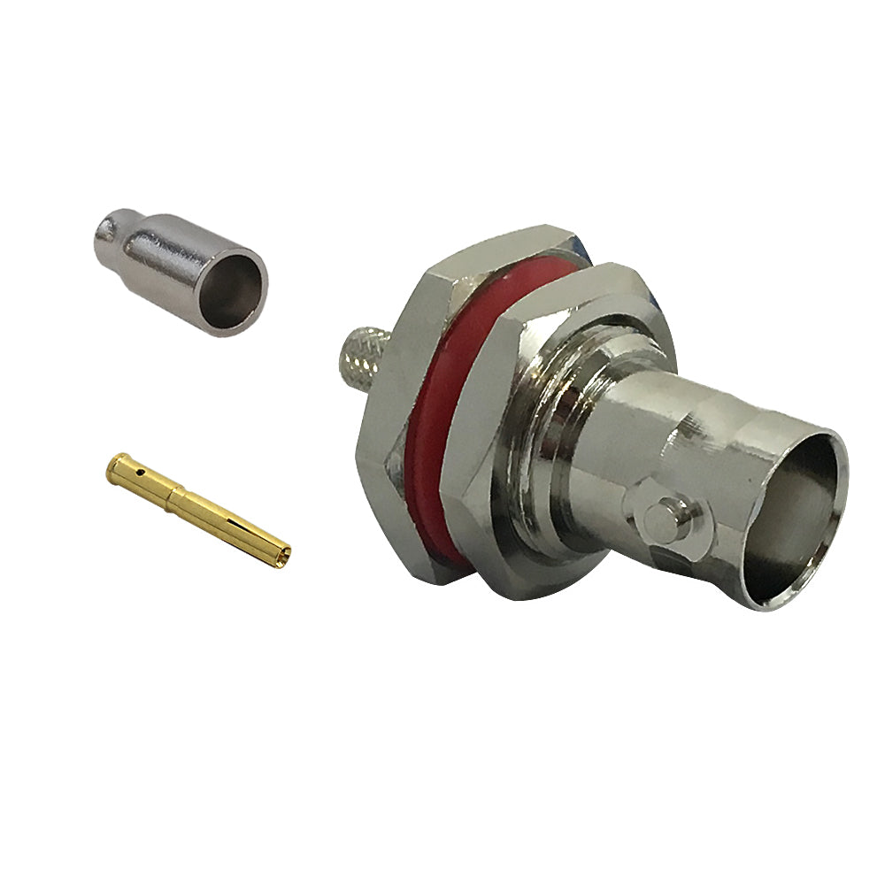BNC Female Bulkhead Crimp Connector for RG174 (LMR-100) 50 Ohm – Generic – RF Connectors
