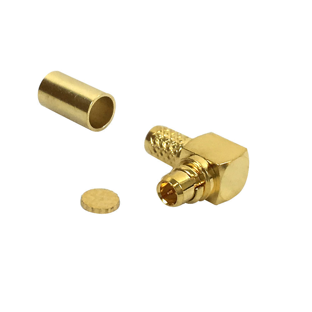 MMCX Reverse Polarity Male Right Angle Crimp Connector for RG174 (LMR-100) 50 Ohm – Generic – RF Connectors