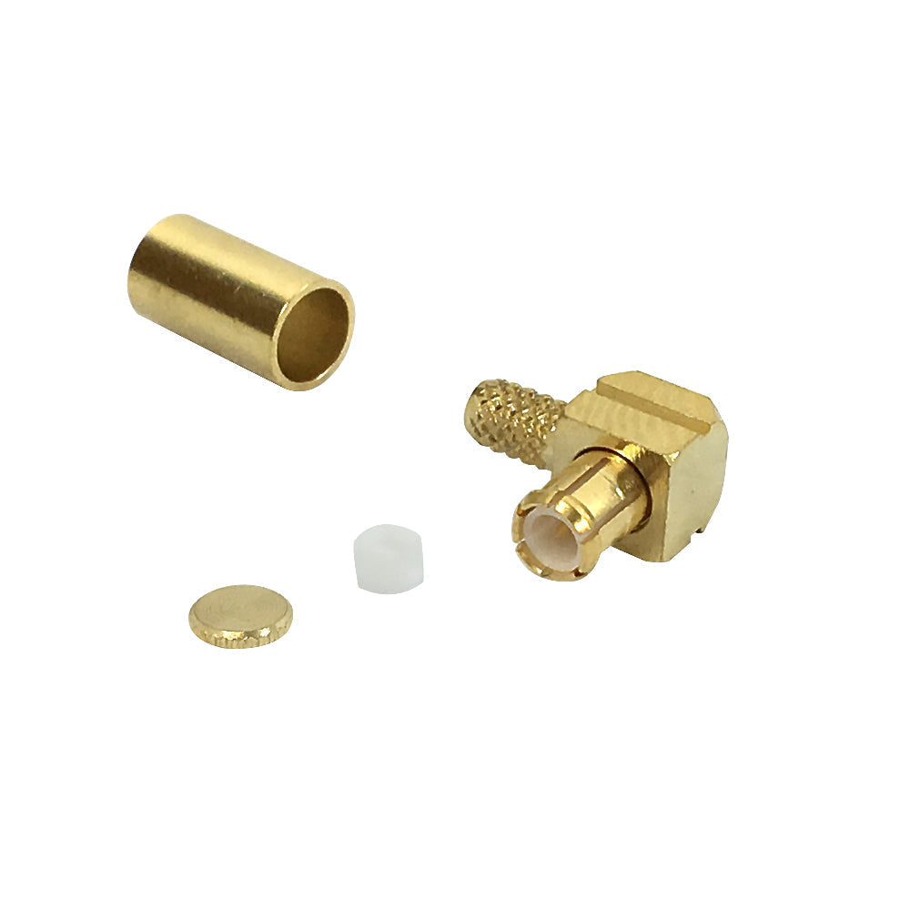 MCX Male Right Angle Crimp Connector for RG174 (LMR-100) 50 Ohm – Generic – RF Connectors