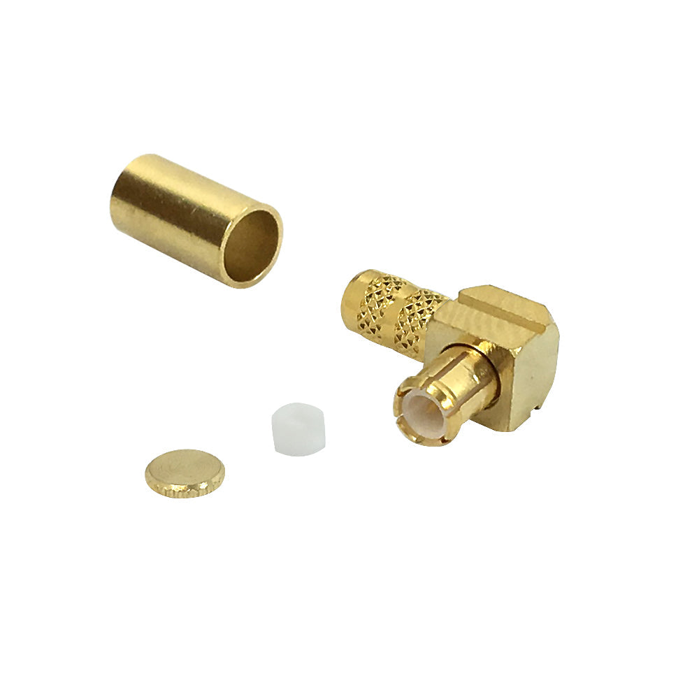 MCX Male Right Angle Crimp Connector for RG58 (LMR-195) 50 Ohm – Generic – RF Connectors