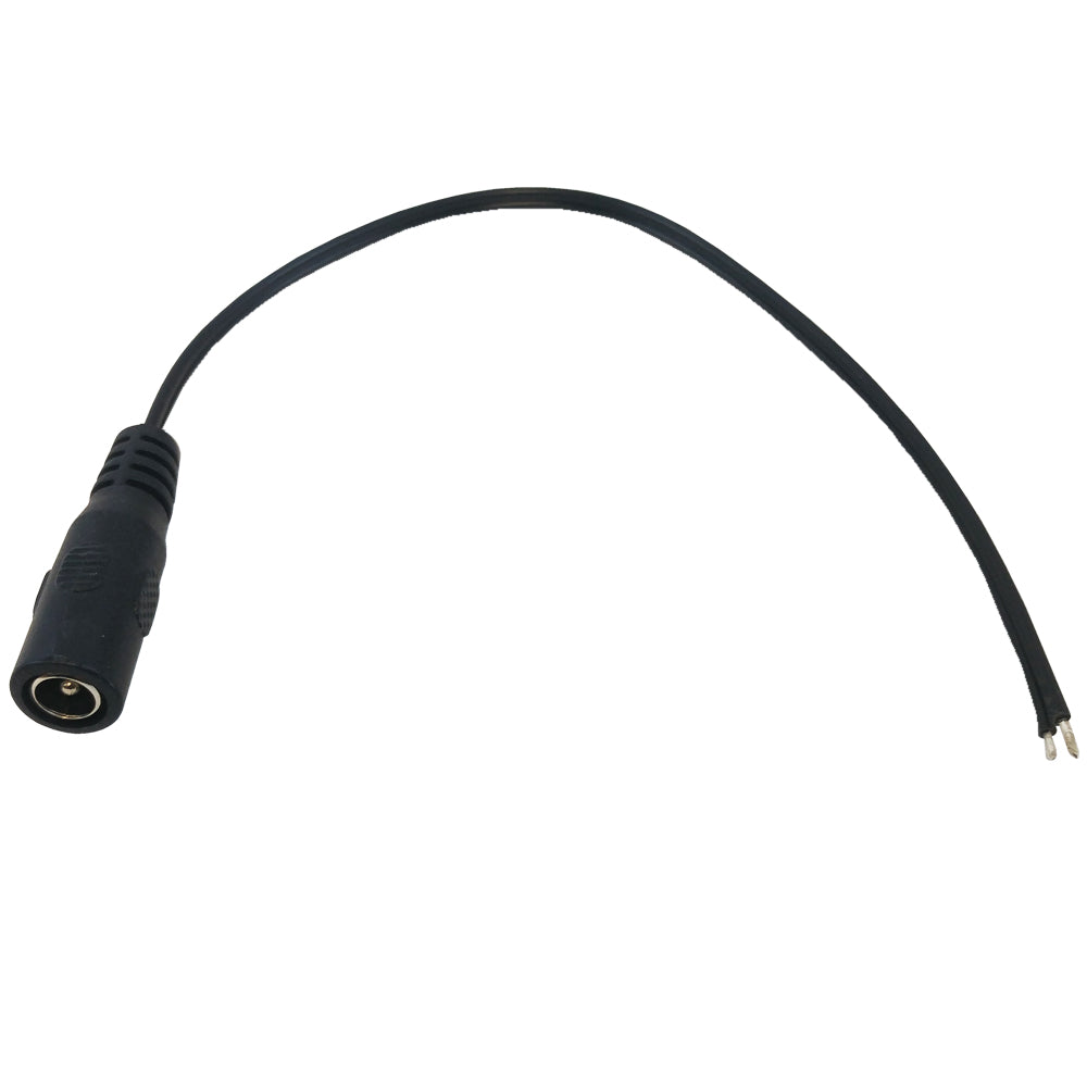 DC Power Connector Female 2.1mm x 5.5mm (8 inch Pigtail, 22AWG) – Generic