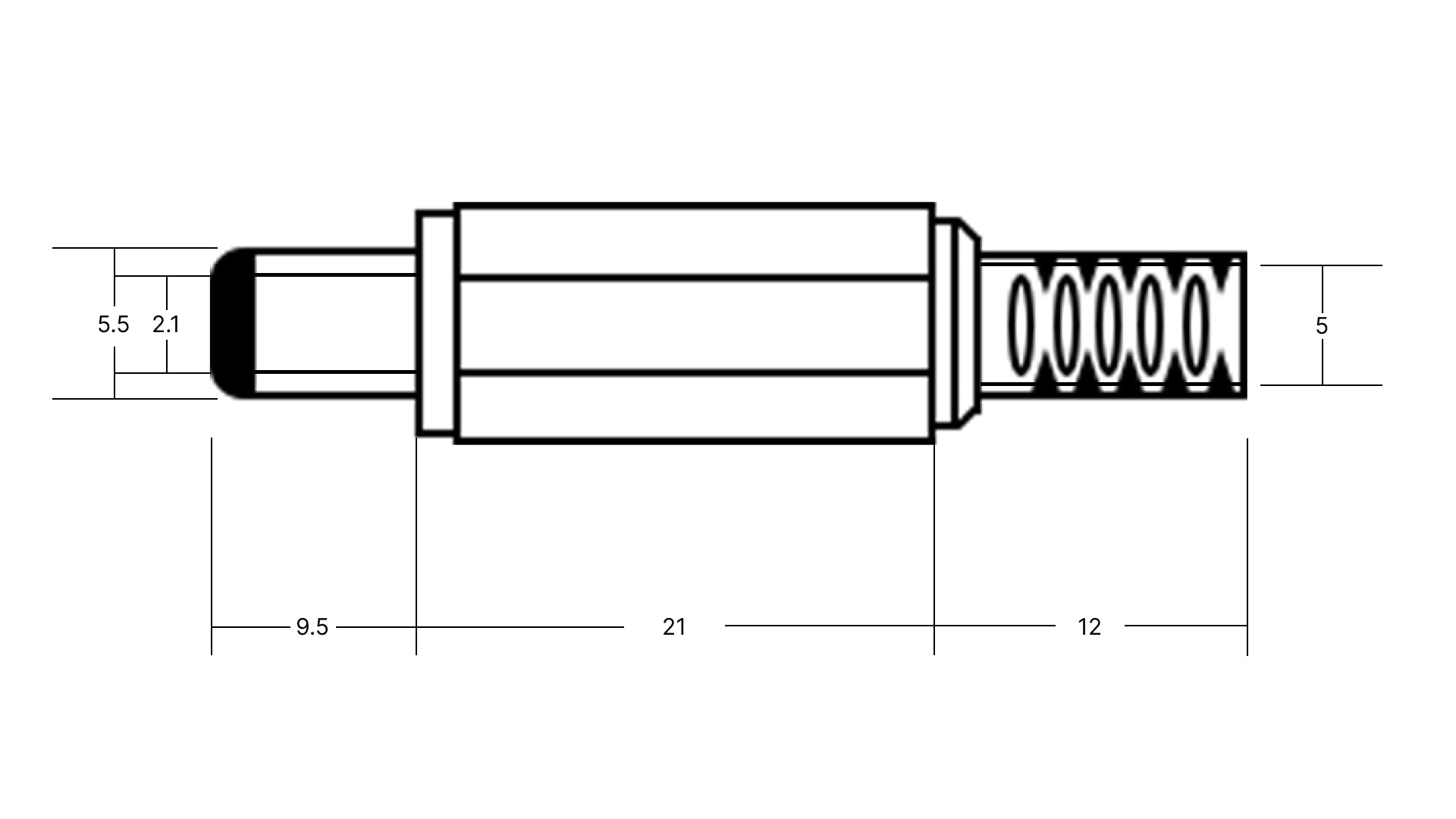DC Power Connector Male 2.1mm x 5.5mm Plastic Shell – Generic – Power Connectors (photo 3)