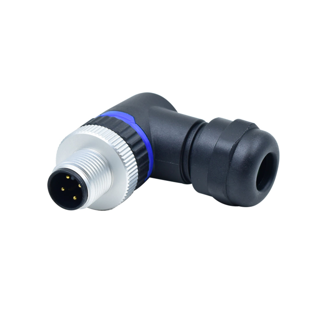 M12 4-pin A-Code Male Right Angle Connector – Generic – Data Connectors