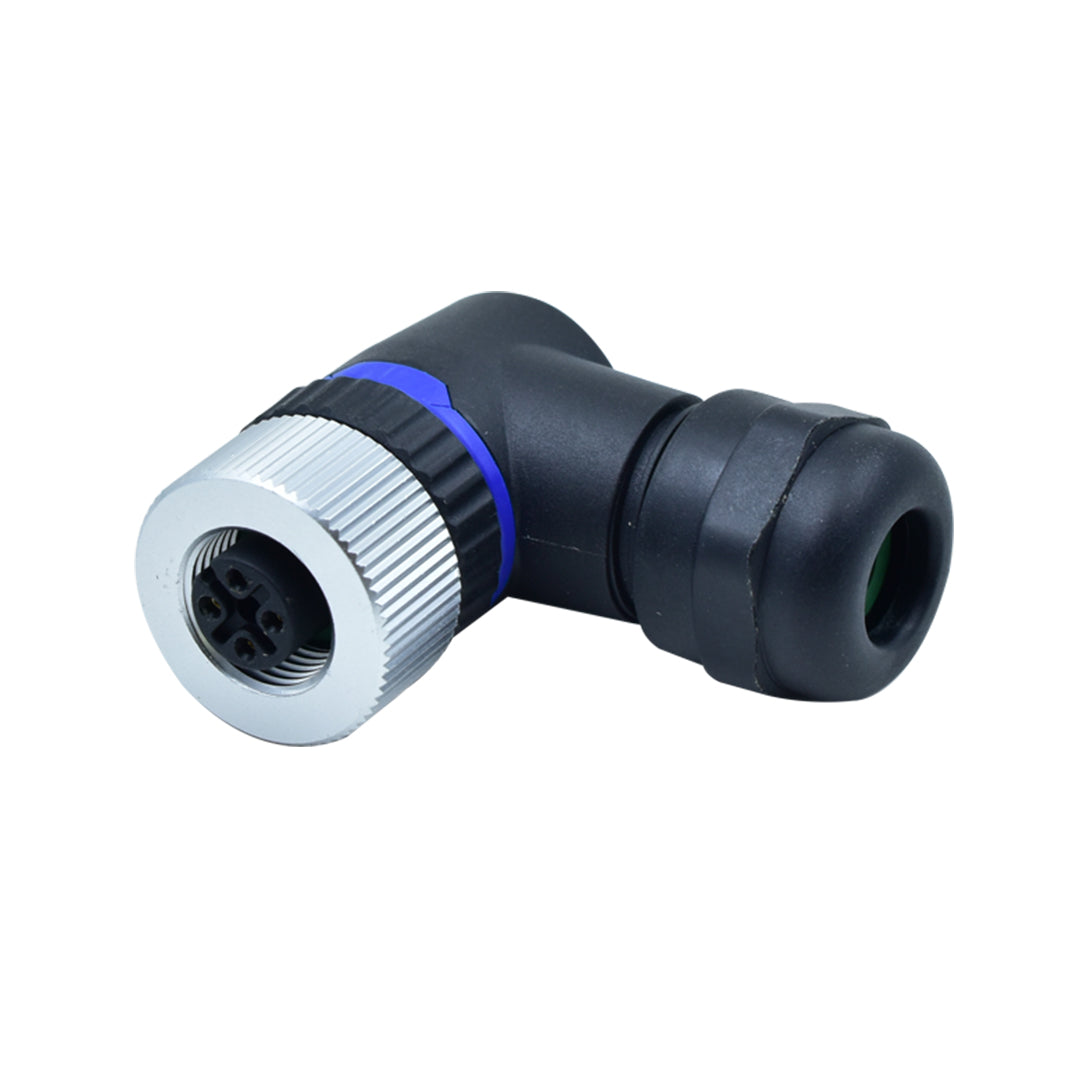 M12 4-pin A-Code Female Right Angle Connector – Generic – Data Connectors