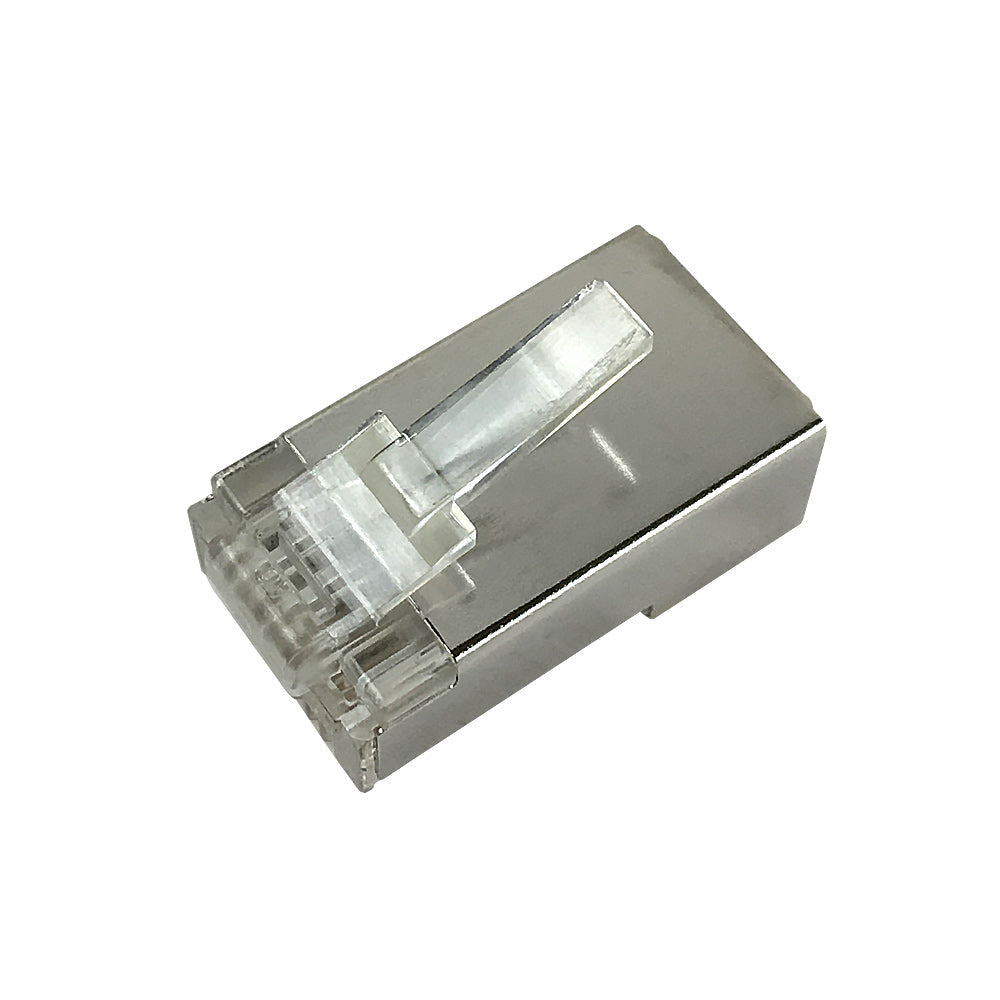 RJ45 1 Piece Cat6 Plug Shielded for Round Cable (Solid or Stranded) (8P 8C) - Pack of 50 – Generic – Data Connectors