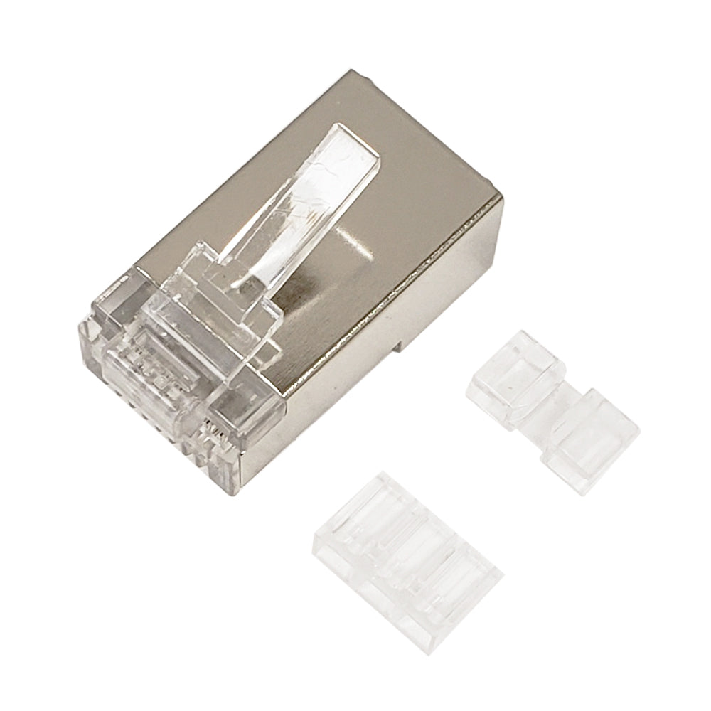RJ45 Cat6a Shielded 3-pcs Plug (Solid or Stranded) (8P 8C) - Pack of 50 – Generic
