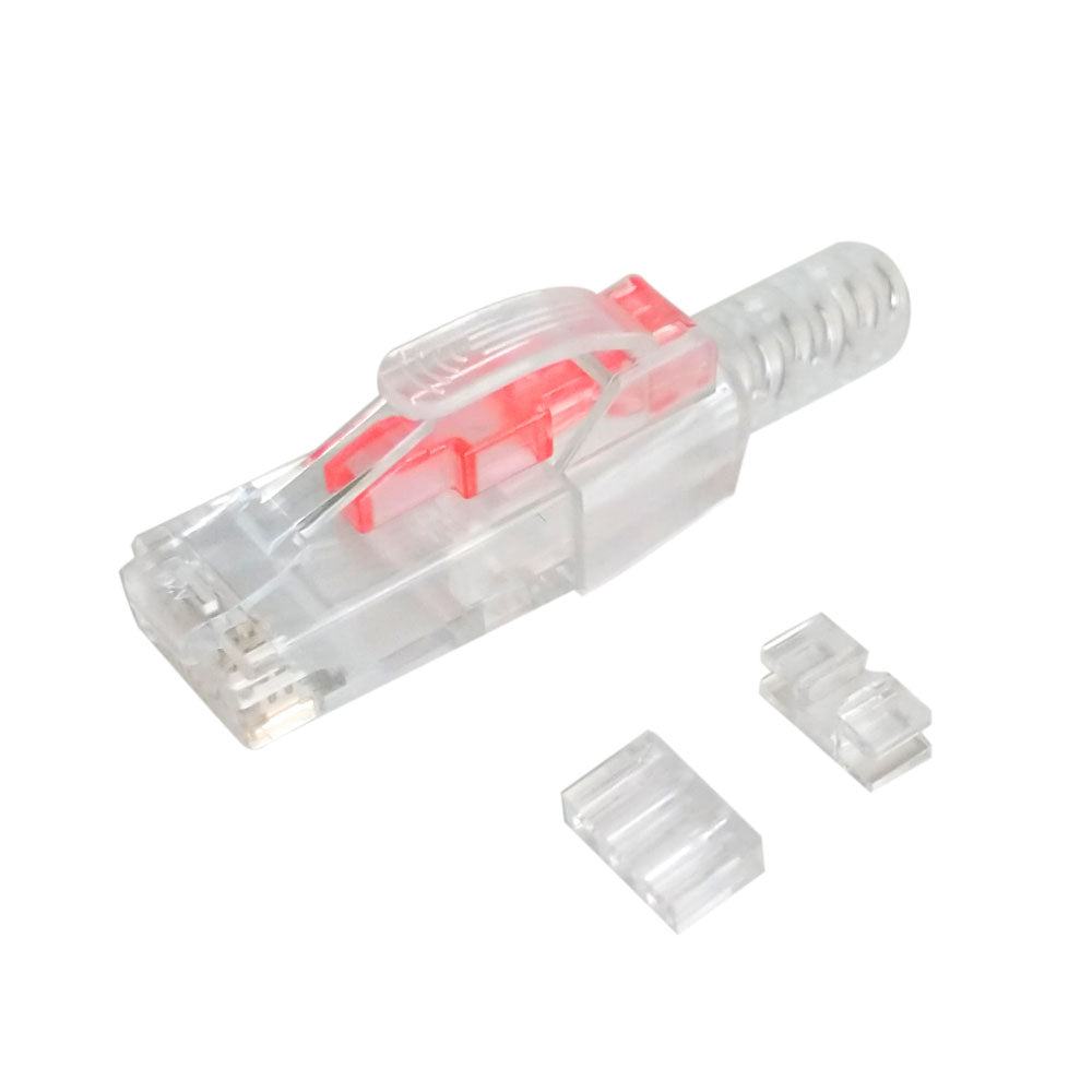 RJ45 Cat6/Cat6a Locking 3-pcs Plug with Boot for Solid or Stranded Round Cable (8P 8C) - Pack of 50 – Generic