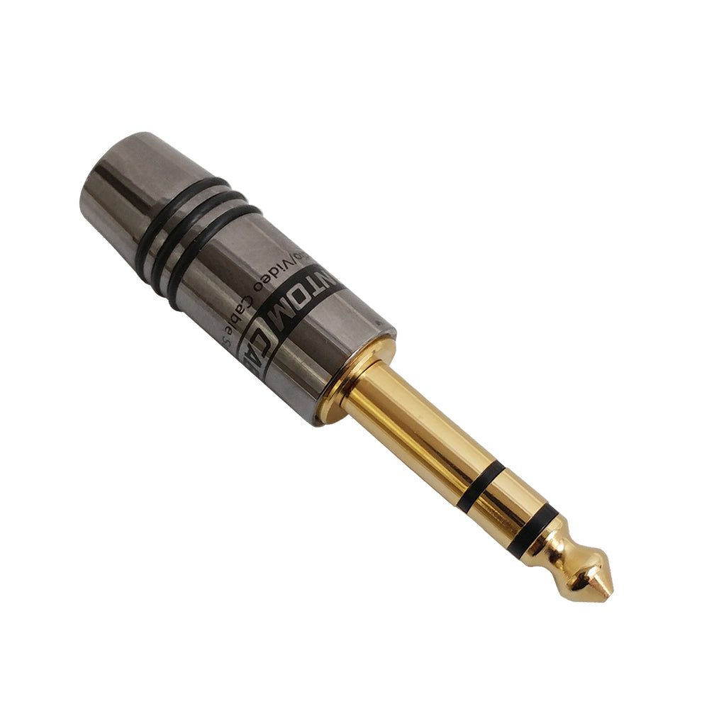 TRS (1/4 inch) Stereo Male Solder Connector (9.5mm ID) -Black – Generic – Audio Connectors