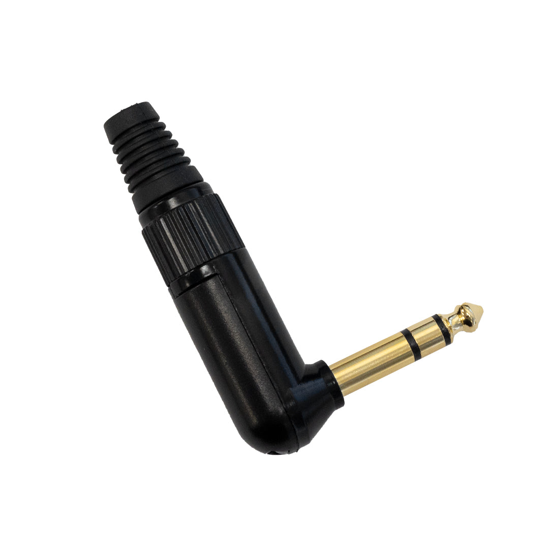 TRS (1/4 inch) Stereo Male Solder Right Angle Connector - Black – Generic