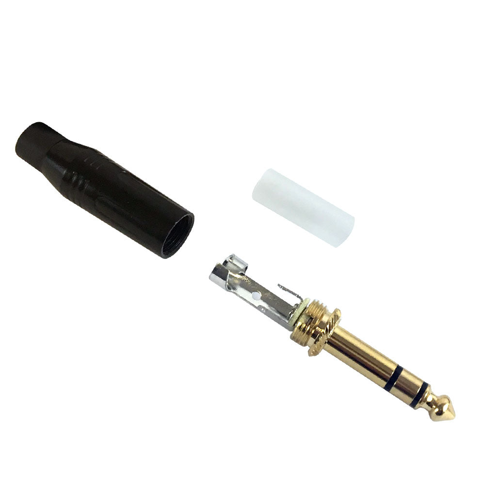 TRS Stereo Male Solder Slim Connector Black Finish, Black Ring, Gold Plated – Generic – Audio Connectors (photo 2)