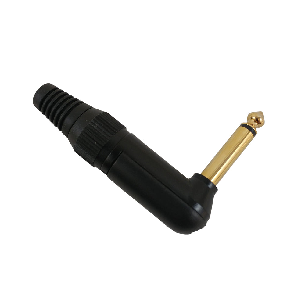 TS (1/4 inch) Mono Male Solder Right Angle Connector - Black – Generic