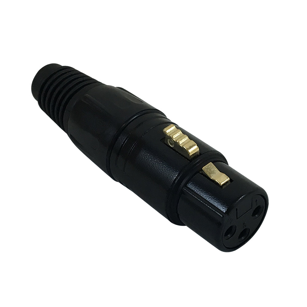XLR Female Solder Connector, Gold Plated - Black – Generic – Audio Connectors