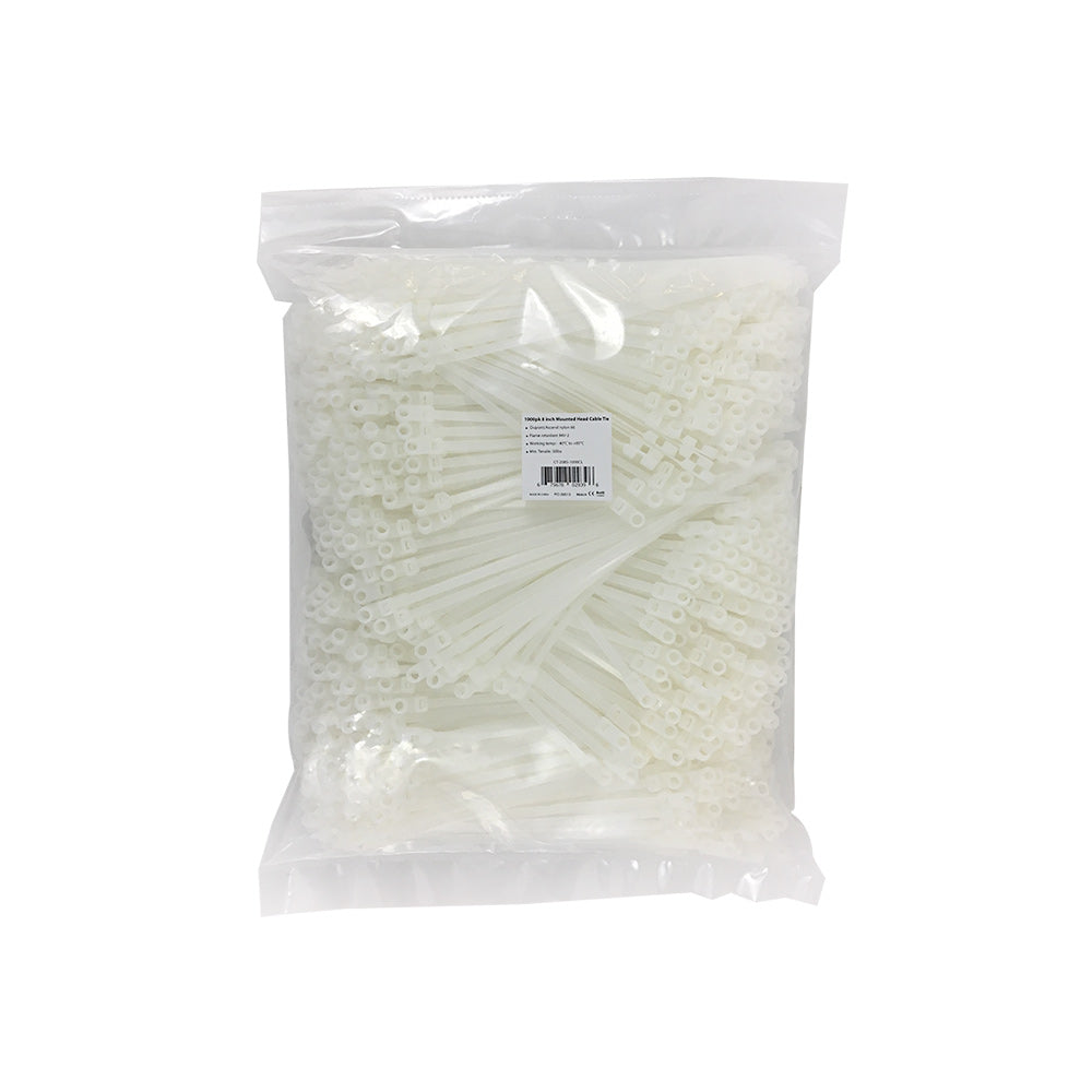 8 Inch Mounted Head Cable Tie (50lb) - Nylon 66 - Pack of 1000 – Generic – Nylon Cable Ties & Mounts (photo 4)