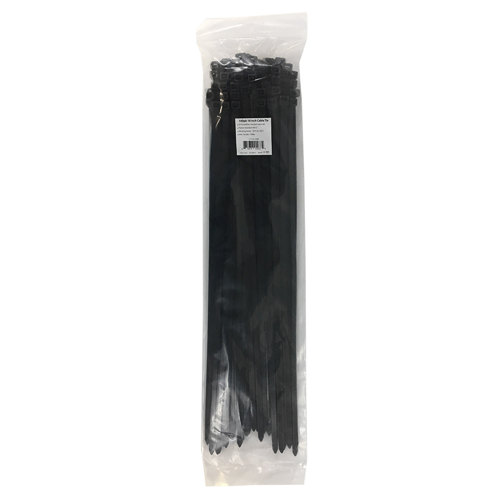 18 Inch Cable Tie (120lb) - UV & Weather Resistant Nylon 66 - Black – Generic – Nylon Cable Ties & Mounts (photo 3)