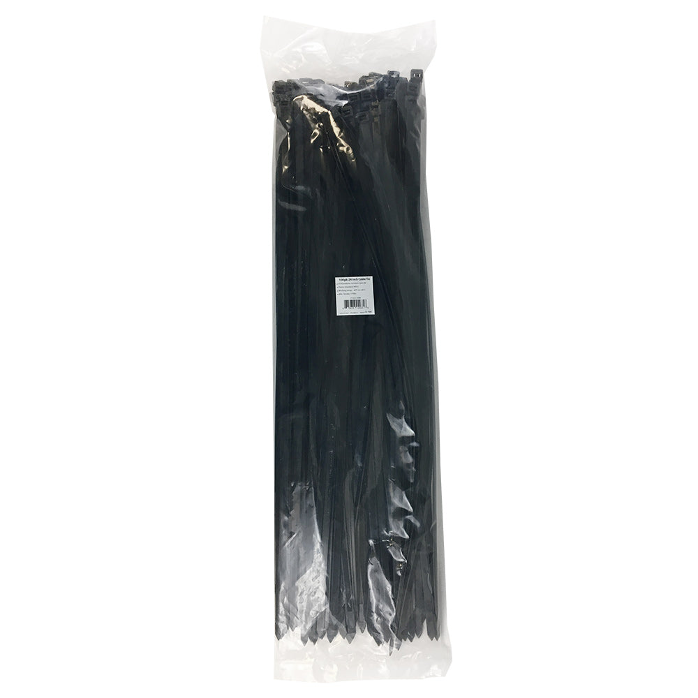 24 Inch Cable Tie (175lb) - UV & Weather Resistant Nylon 66 - Black - Pack of 100 – Generic – Nylon Cable Ties & Mounts (photo 2)